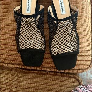 Charles David Black Heels with Mesh Overlay